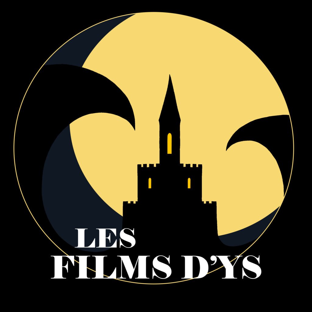Logo les films d'Ys, un chateau entourée de vagues au clair de lune